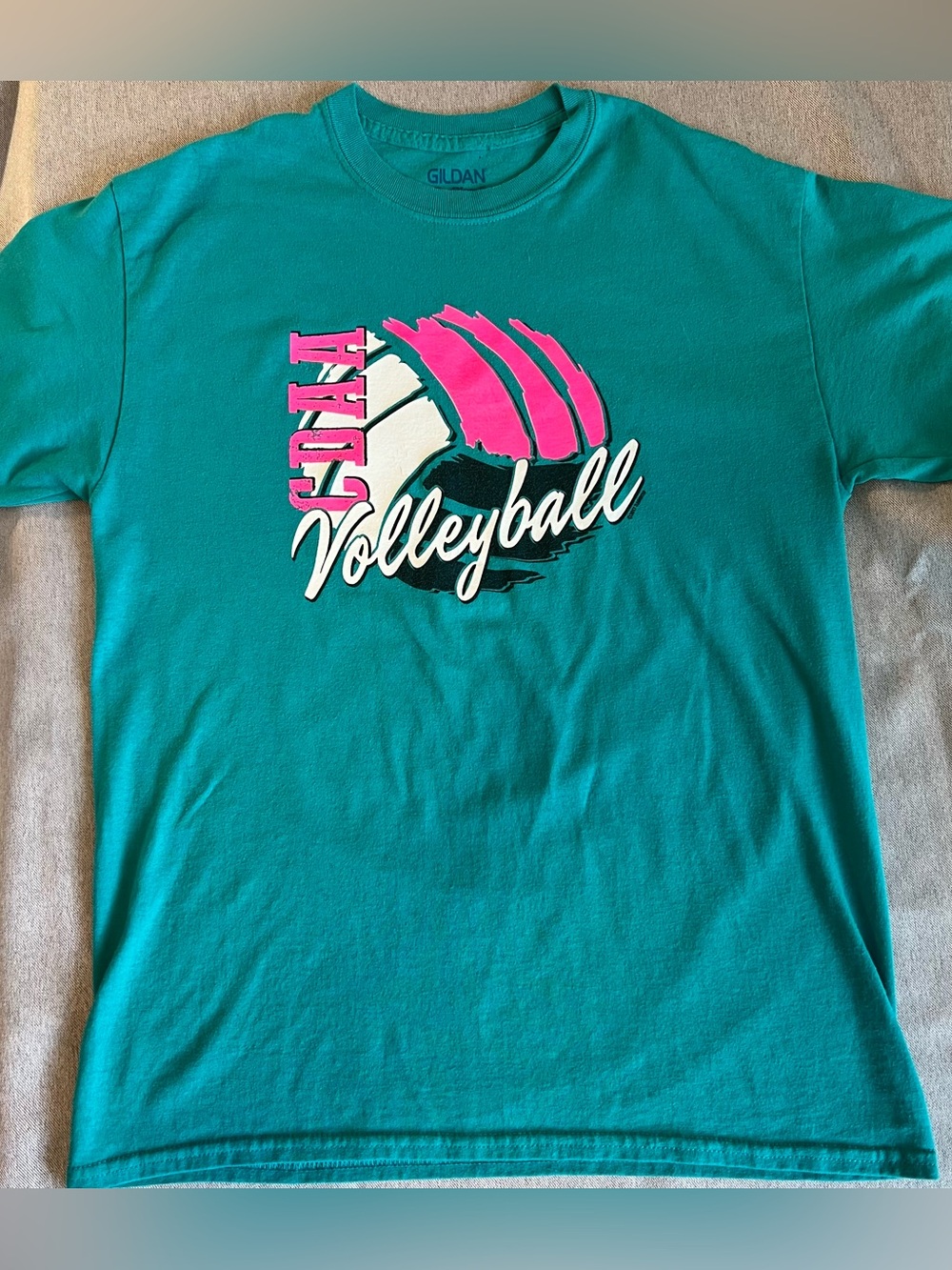 Vintage 90s/Retro Teal Volleyball Graphic T-Shirt | Size Medium | Unisex